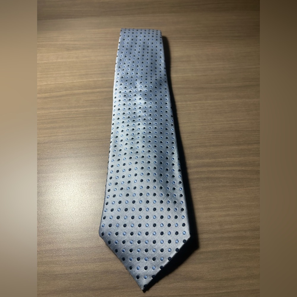Robert Stovelli Milano Light Blue Polka Dot Tie 100% Silk Made in Italy